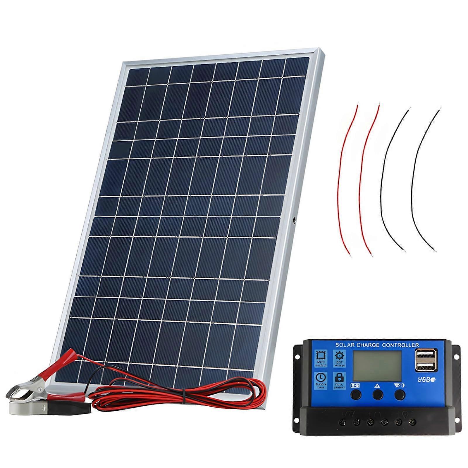 10W Solar Panel for 12V Batteries, Efficiency Polycrystalline, Dual USB, IP65 Waterproof