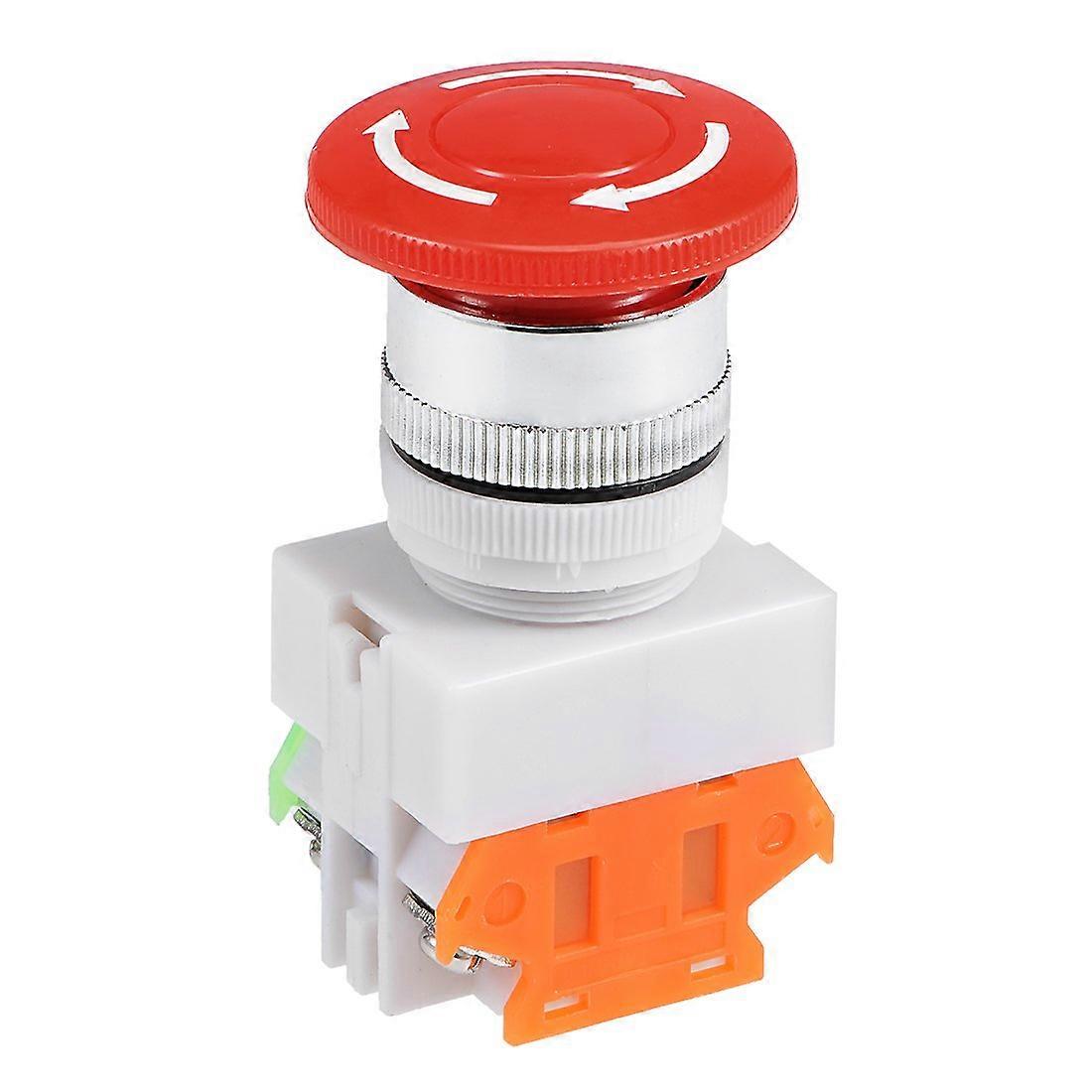 25mm Emergency Stop Push Button Switch Red 1NO 1NC DPST Safety Quick Latch Dual Circuit Control