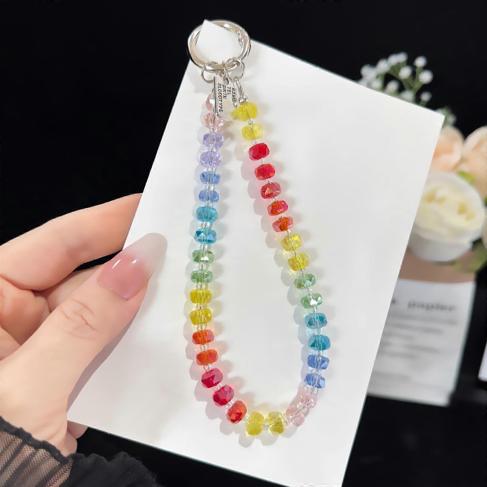 Alloy Tag Rainbow Crystal Phone Chain