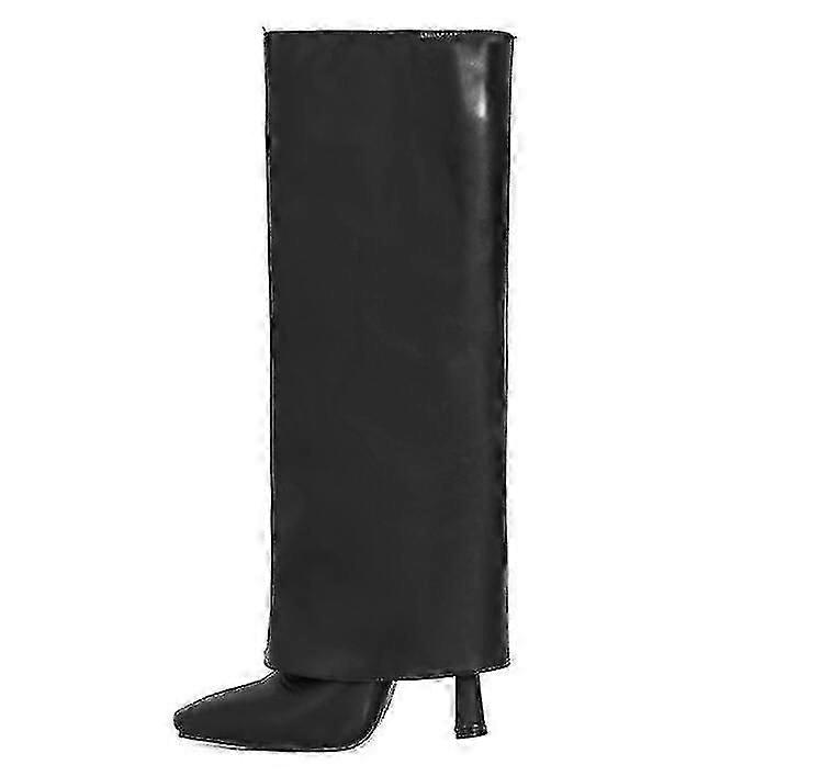Femmes Bottes Hautes De Mollet Large Fold Over Wedge Boots