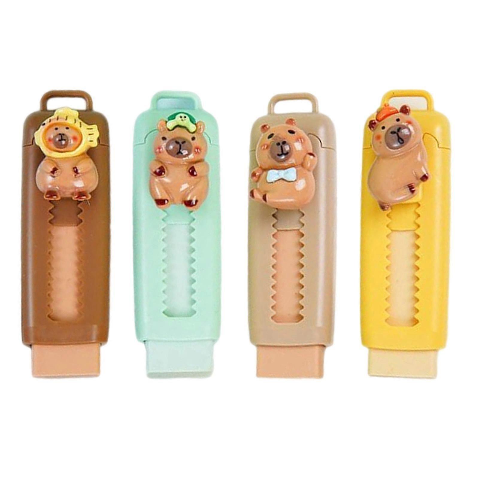 4Pieces Push Pull Erasers Sliding Retractable Pencil Erasers Easy Erasing Refillable For Writing Drawing Sketching Cs fast