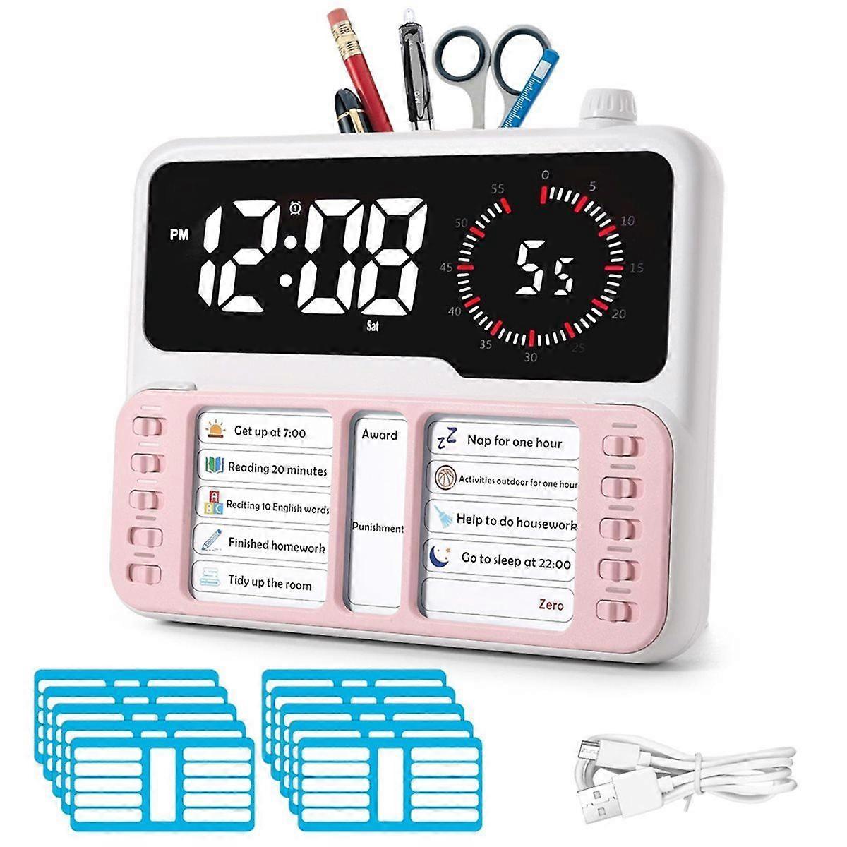 Visual Timer for Kids & Adults with Task Planner - ADHD Time Management Tool with Alarm, Countdown, Calendar