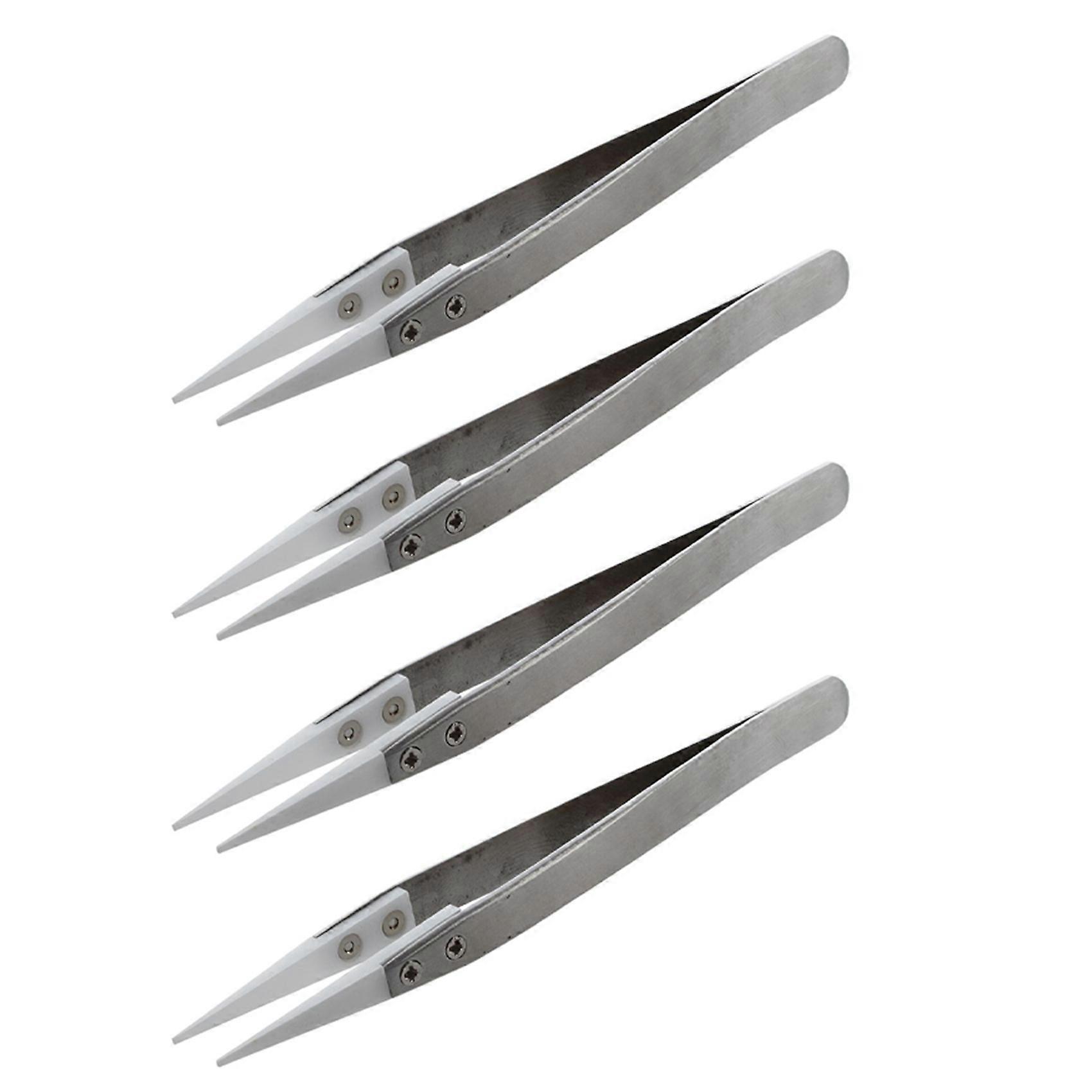 4X Ceramic Tweezers - Heat Resistant - Pointed Tip