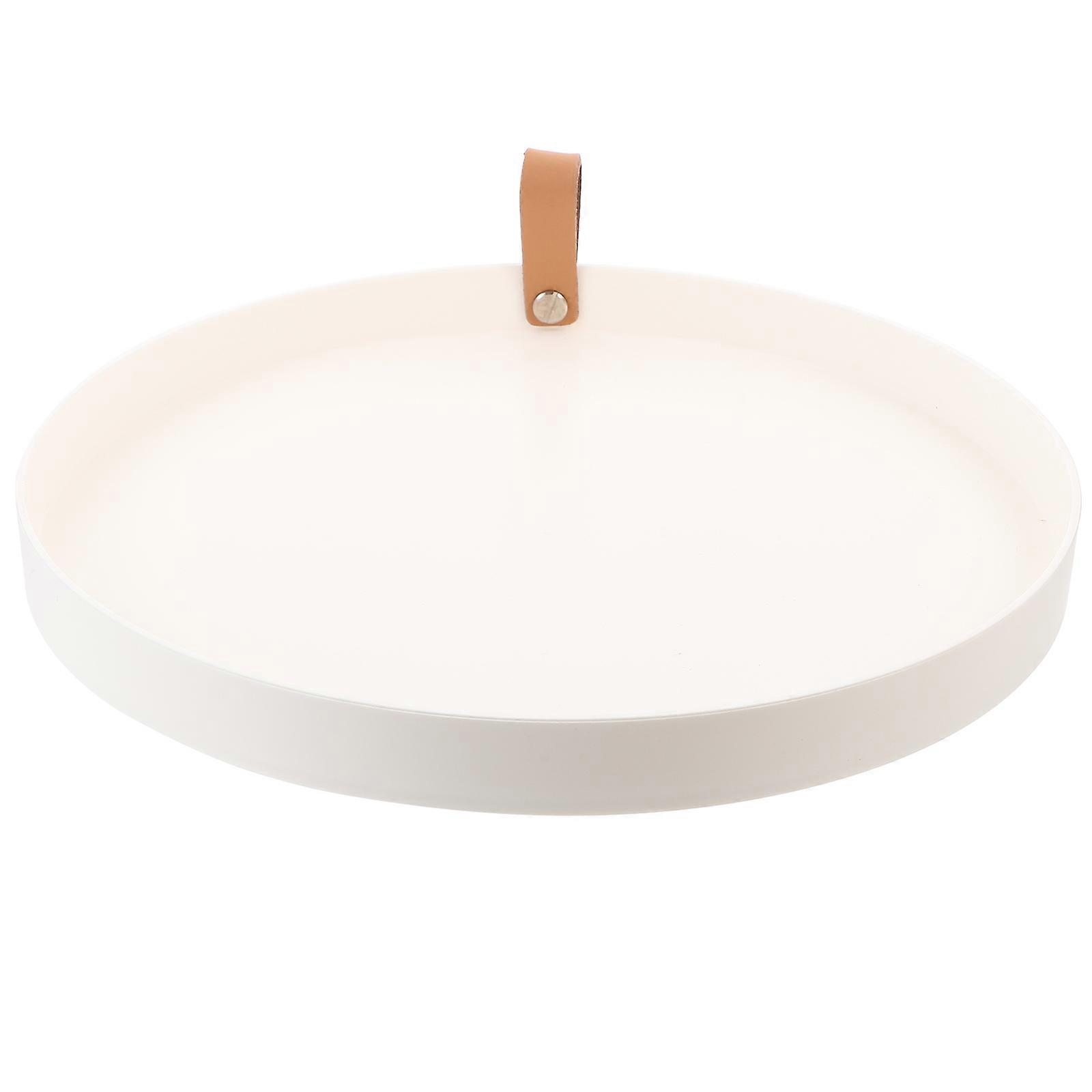 Vanity Storage Tray Round Makeup Tray Cosmetic Organization White Plastic 1Pcs