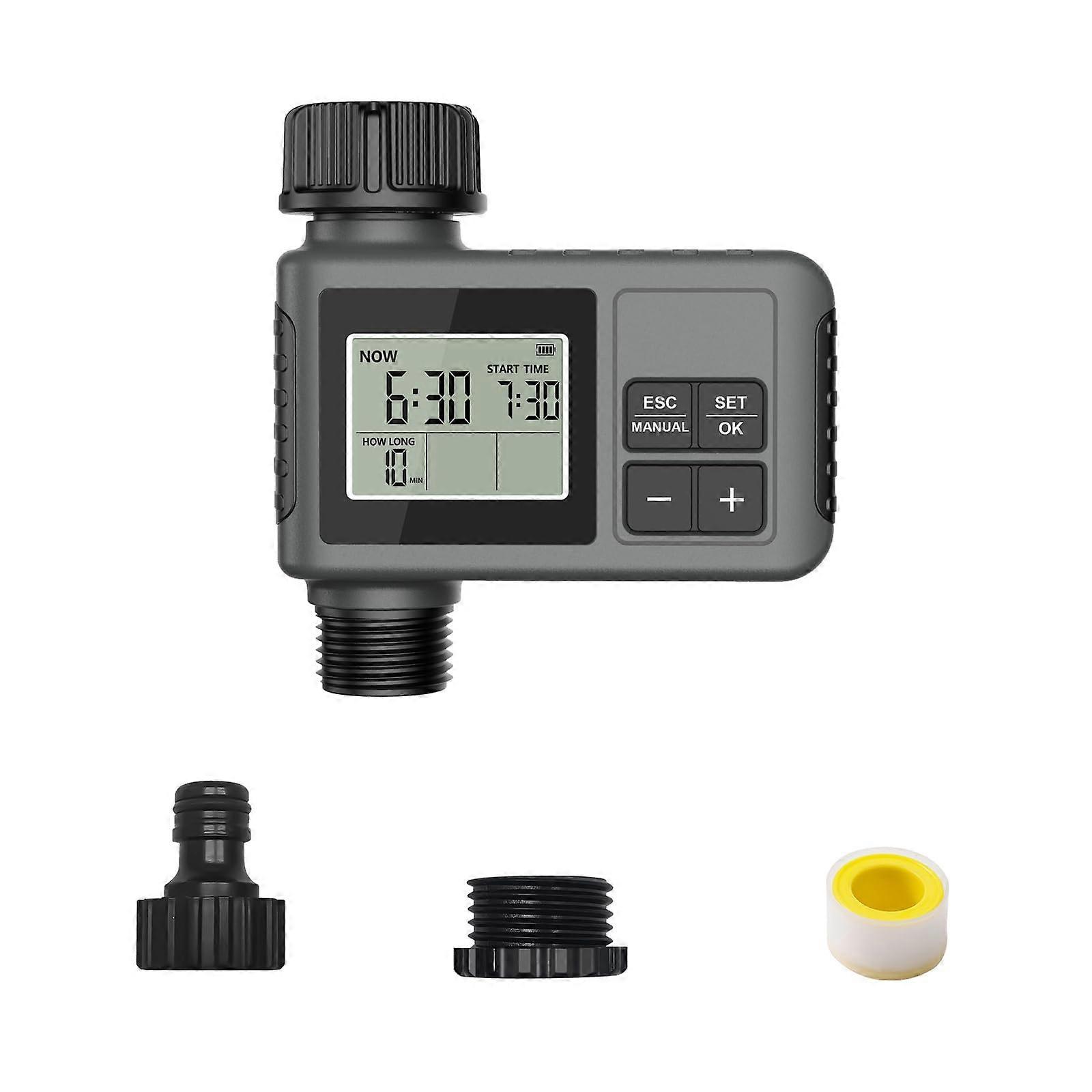 Garden Water Timer with Rain Delay, Programmable Irrigation Controller for Lawn, Plants and Flowers