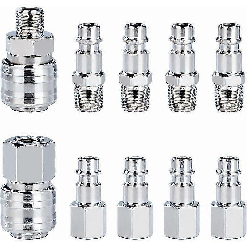 25-26 1/4" BSP Compressor Quick Connect Air Pneumatic Coupler, 10Pcs Kit