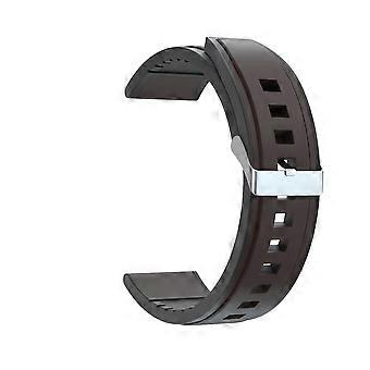 20 mm echt lederen + siliconen hybride horlogeband met zilveren gesp voor Huawei Watch GT 2 42 mm
