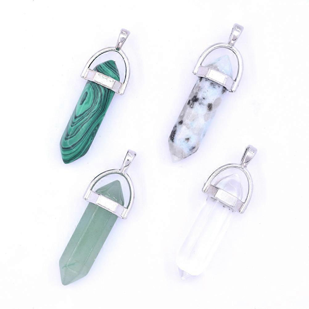 Natural Agate Hexagonal Column Pendants for Jewelry Making 20Pcs Mixed