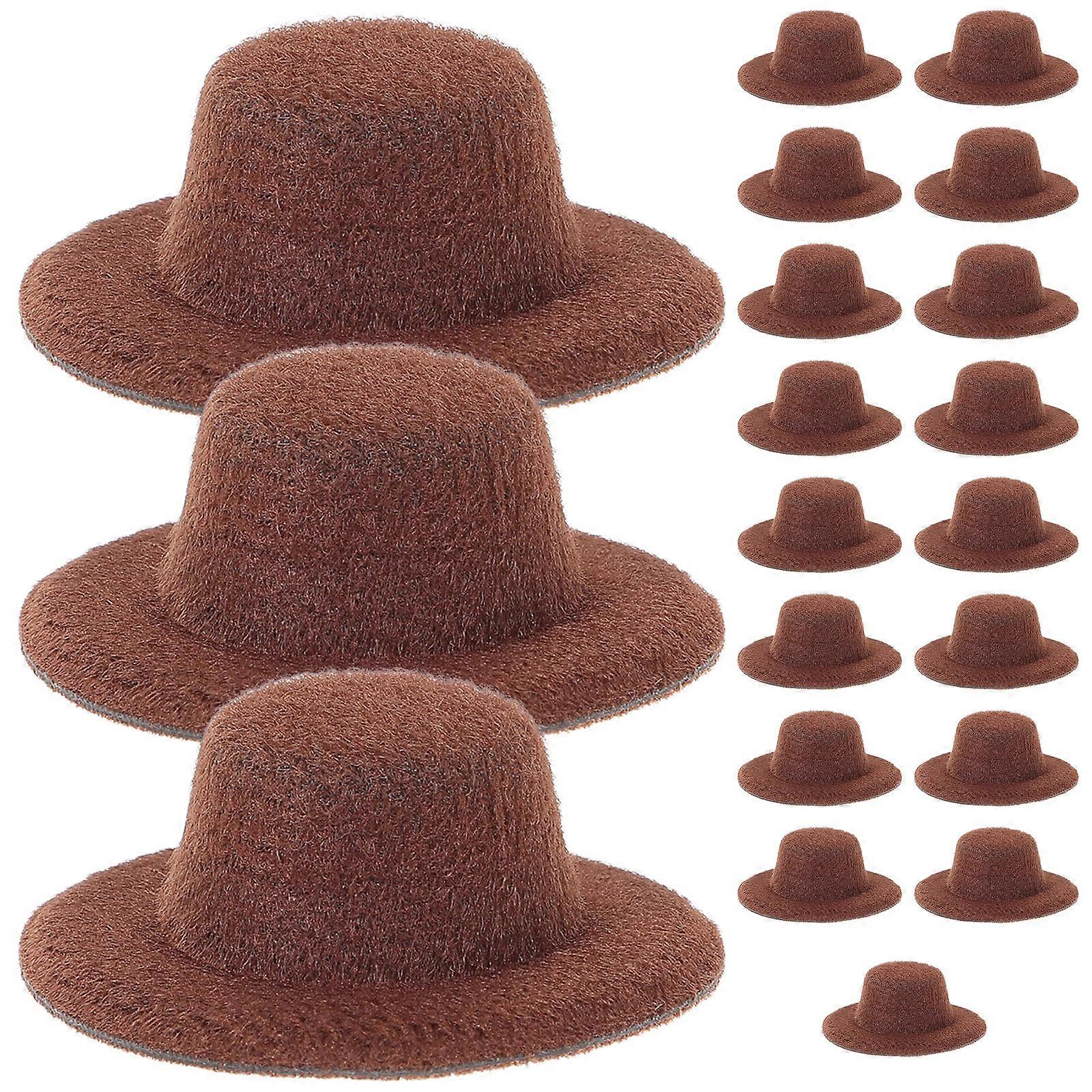 Mini Jazz Hat Brown Fabric Tiny Jazz Hat for Party 20Pcs Set
