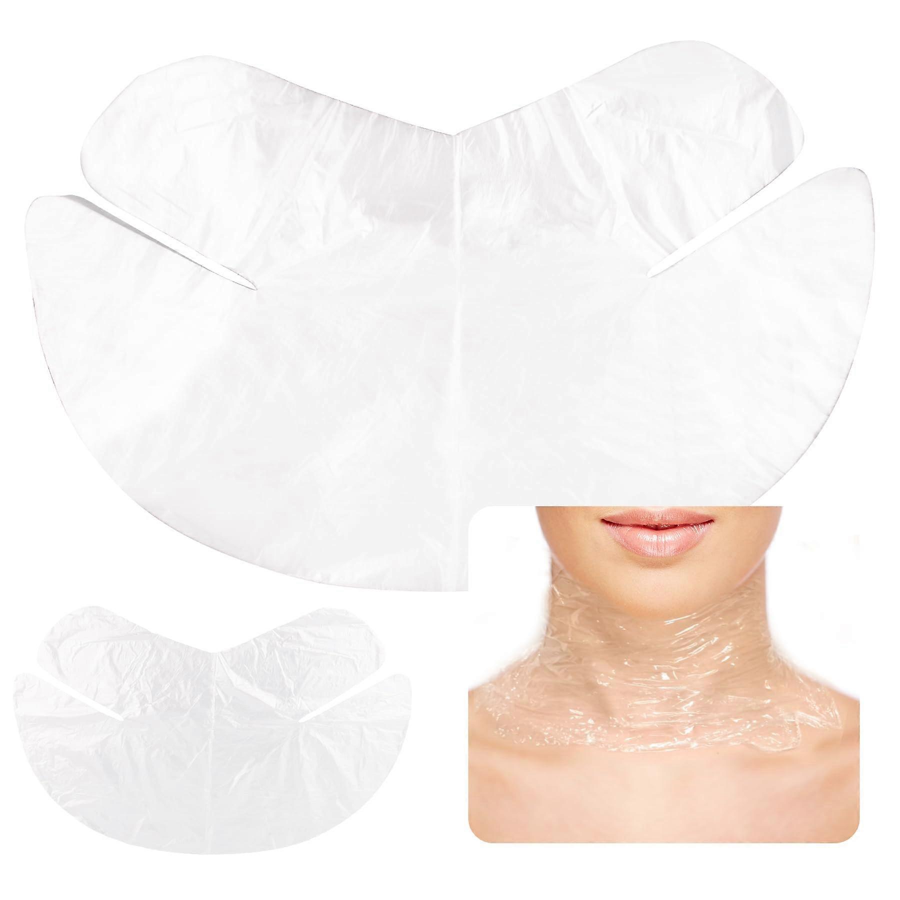 Disposable Neck Mask 100 Pack Clear Plastic Shields for Salon Spa Facials