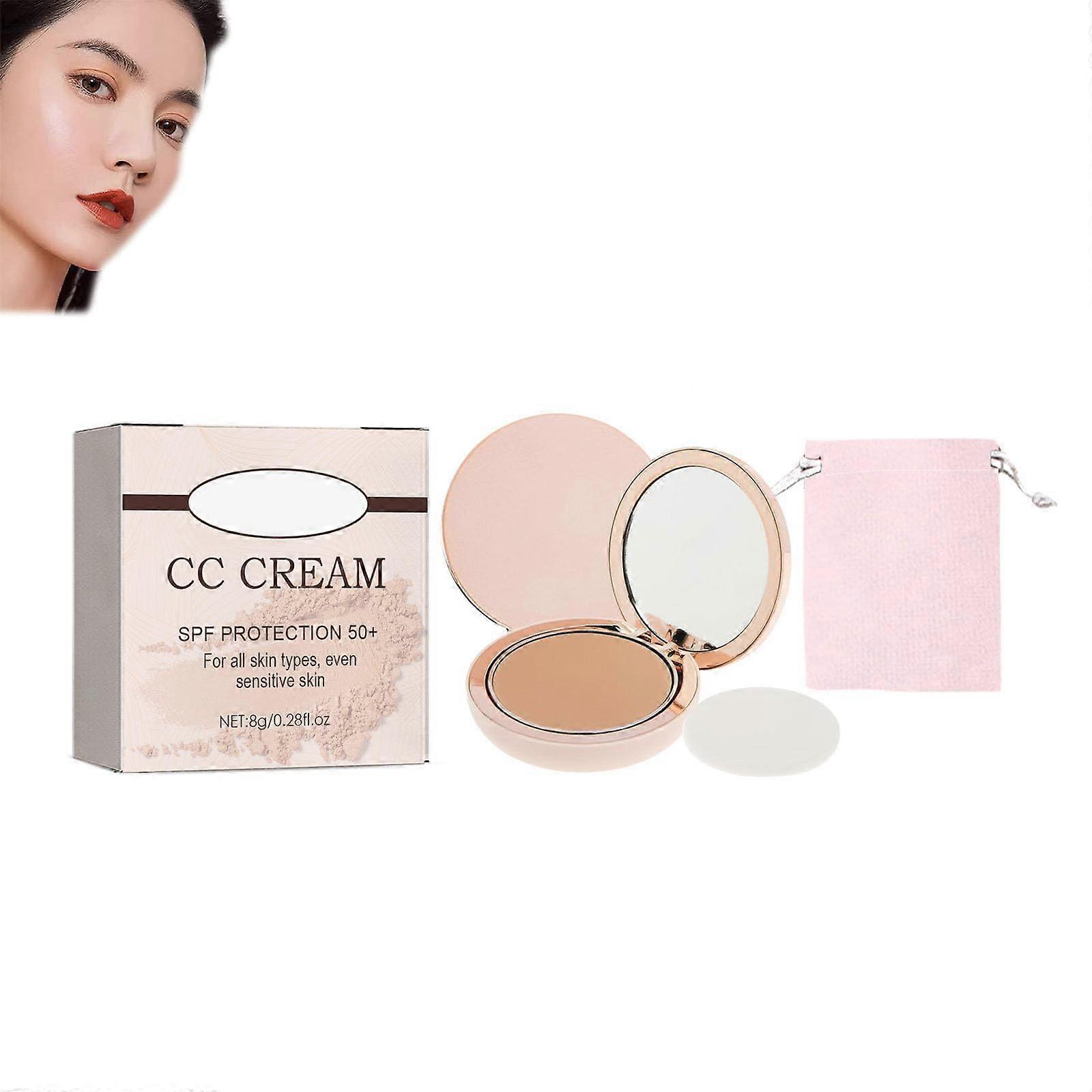 CC Cream SPF 50+ Full Coverage Concealer Compact Natural Colour Water Resistant with Pouch