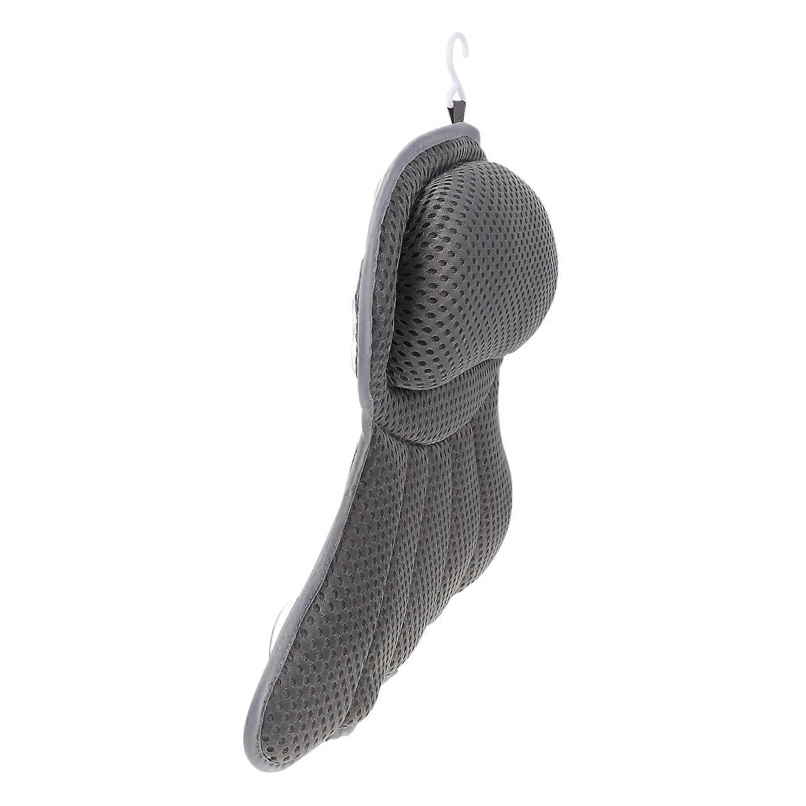 Bath Pillow with Suction Cups, Ergonomic Head Neck Support, Foldable Spa Bathtub Headrest, Grey