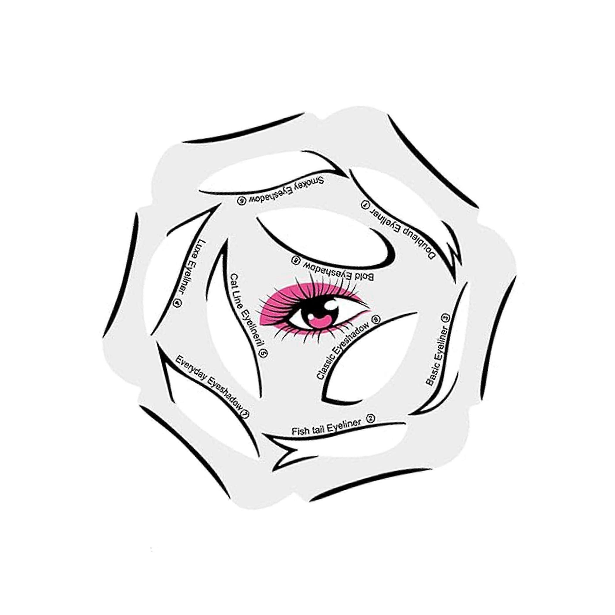 LIGHUFEIC 8 Pcs Reusable Eyeliner Stencil Set with  Winged Tip for Cat Eye Makeup