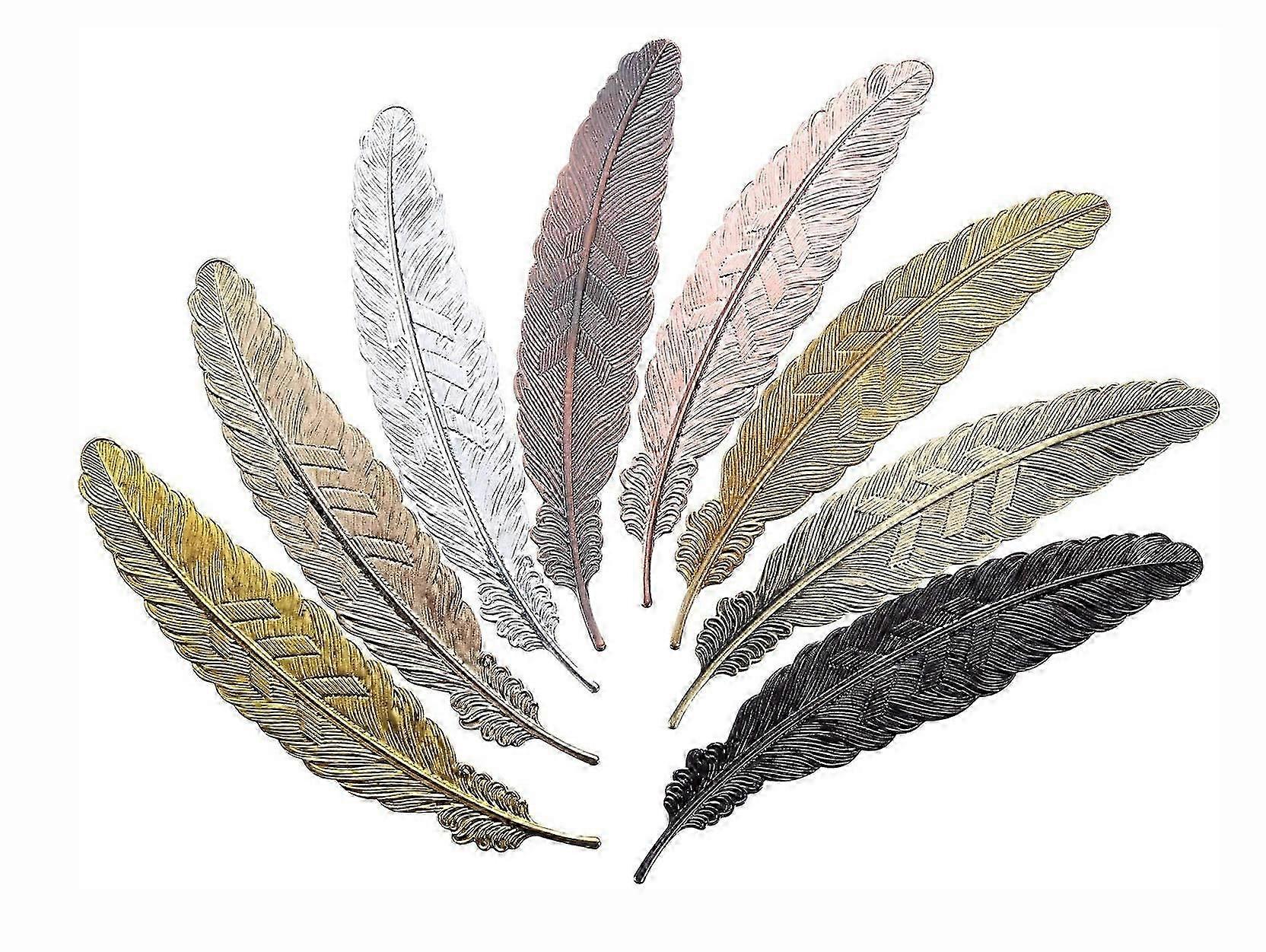 8 PCs Metal Feather Bookmarks Feather Shape Bookmarks for Children