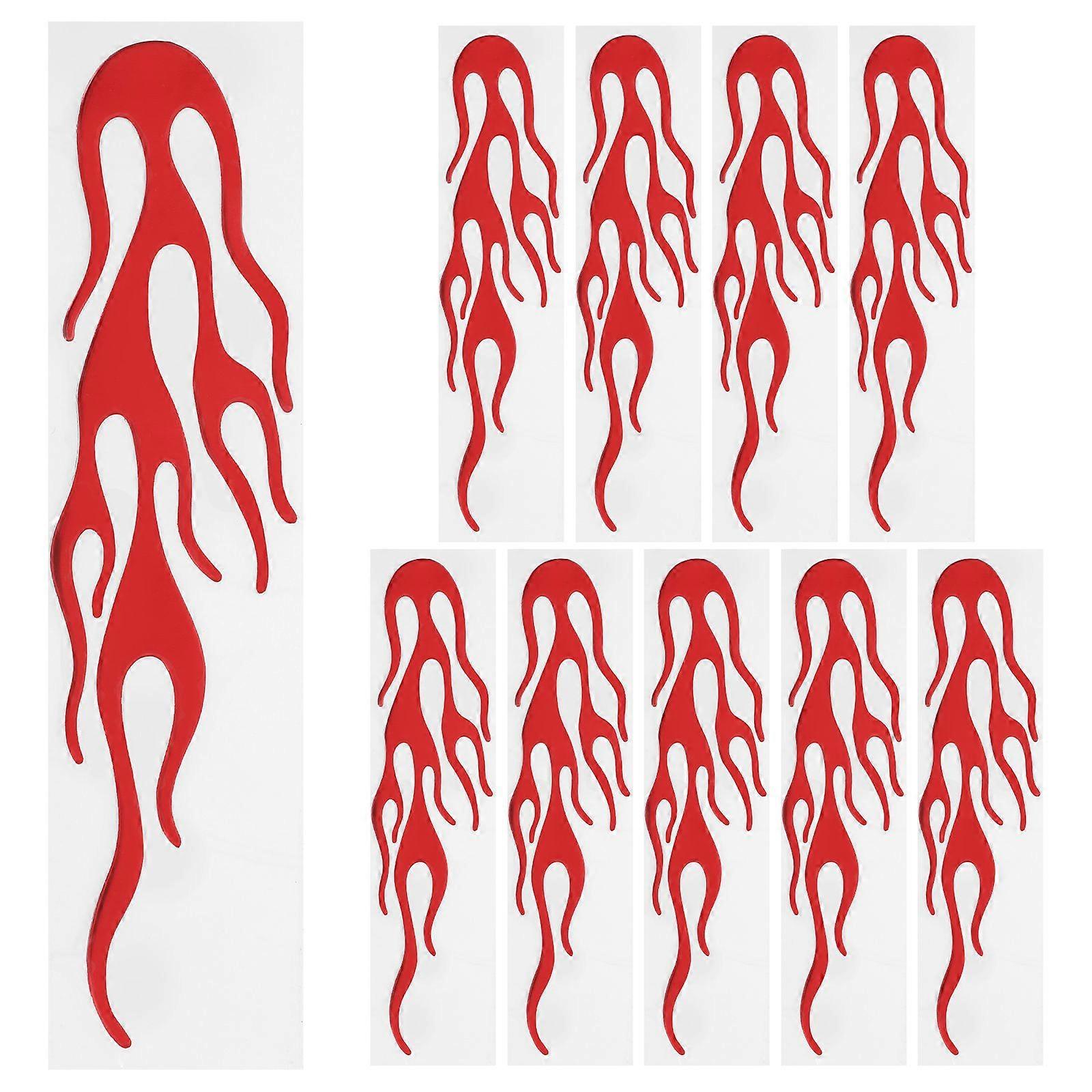 10Pcs Self-Adhesive Flame Sticker Car Window Auto Motorcycle Flame Decals