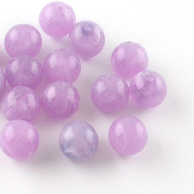 Round Imitation Gemstone Acrylic Beads Lilac 8mm Hole: 2mm
