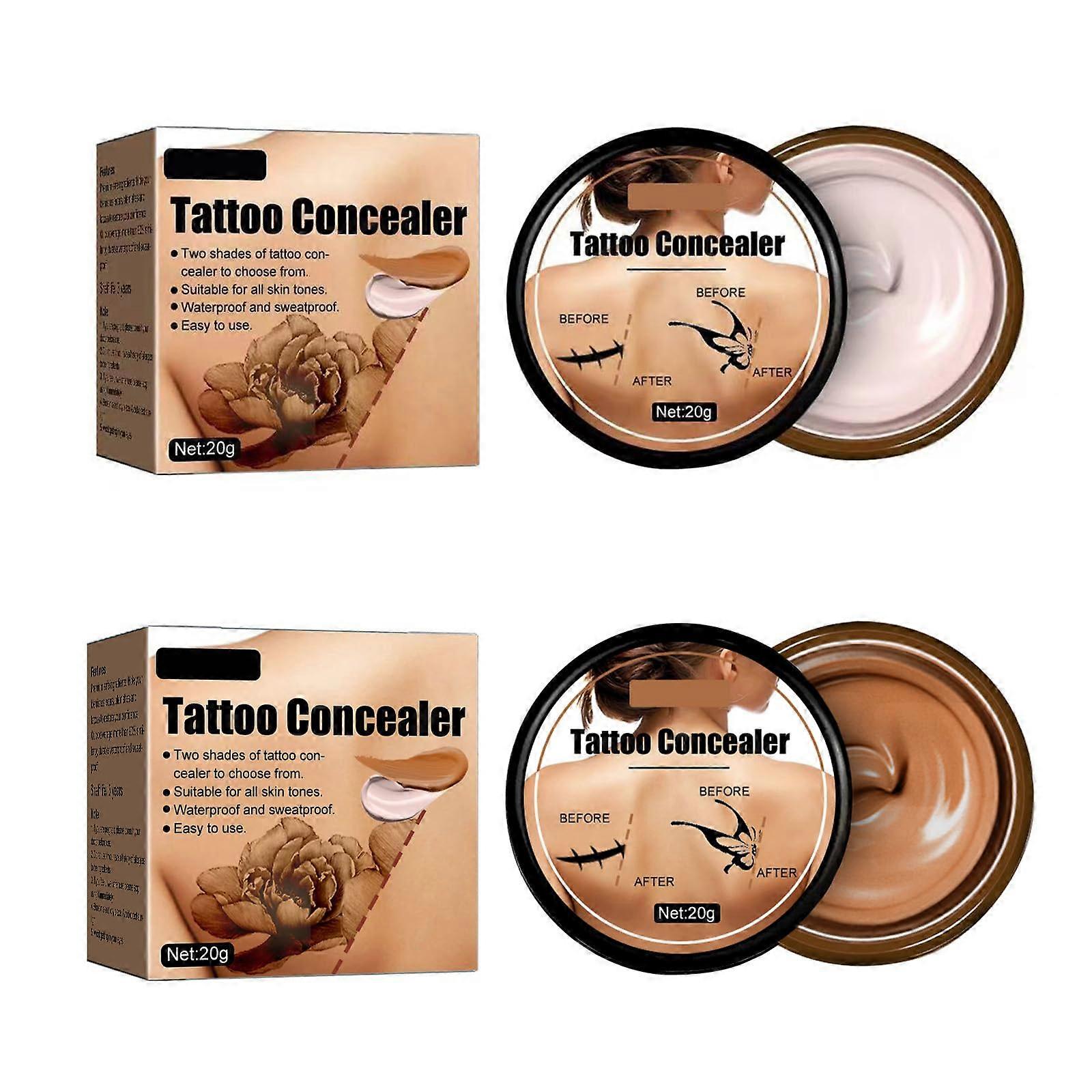 Tattoo Cover Up Waterproof Full Coverage Concealer for Scars Bruises and Dark Spots, 2 Pcs