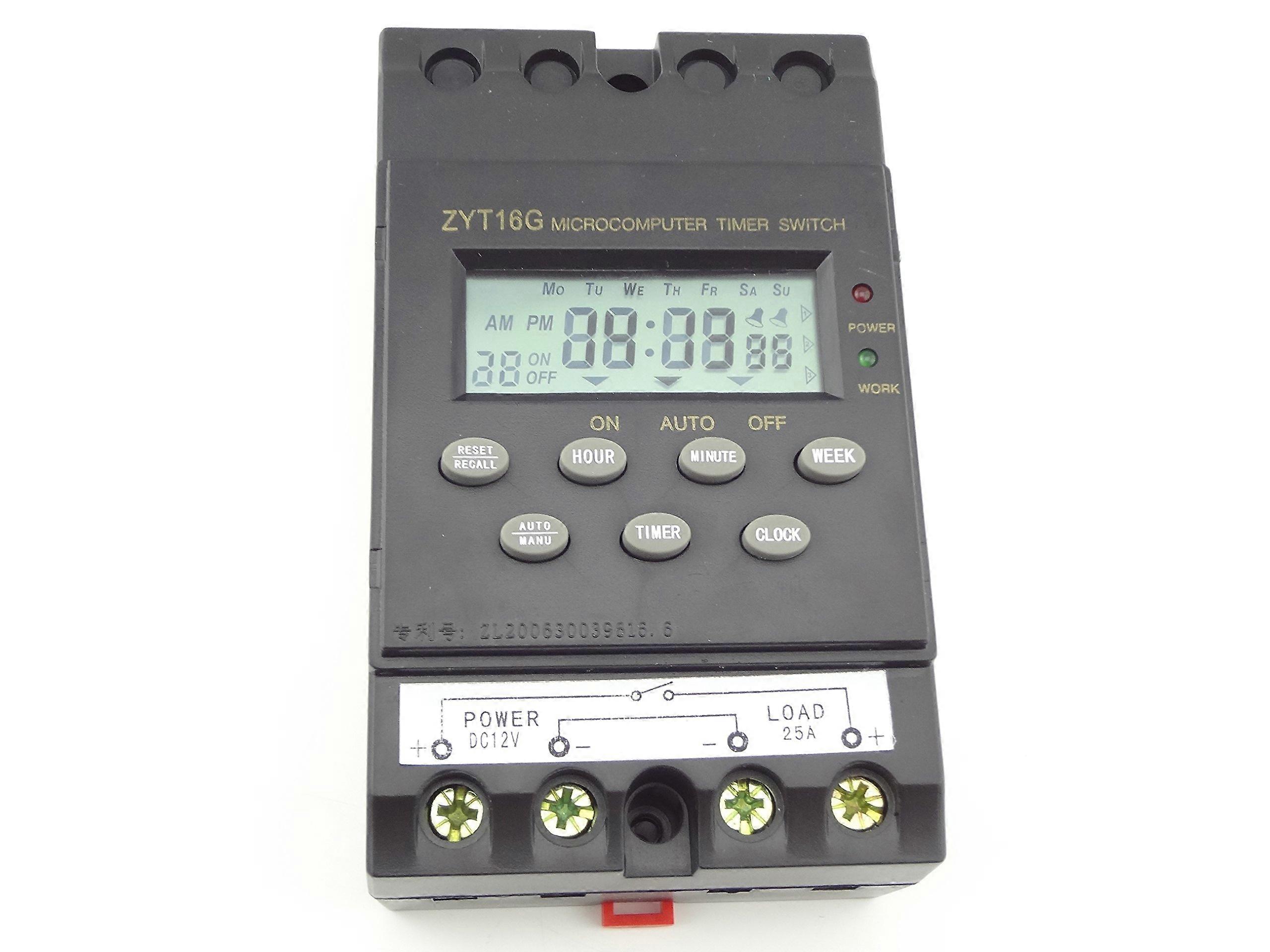 12V Programmable LCD Timer Switch 25A for Lighting and Equipment Automation