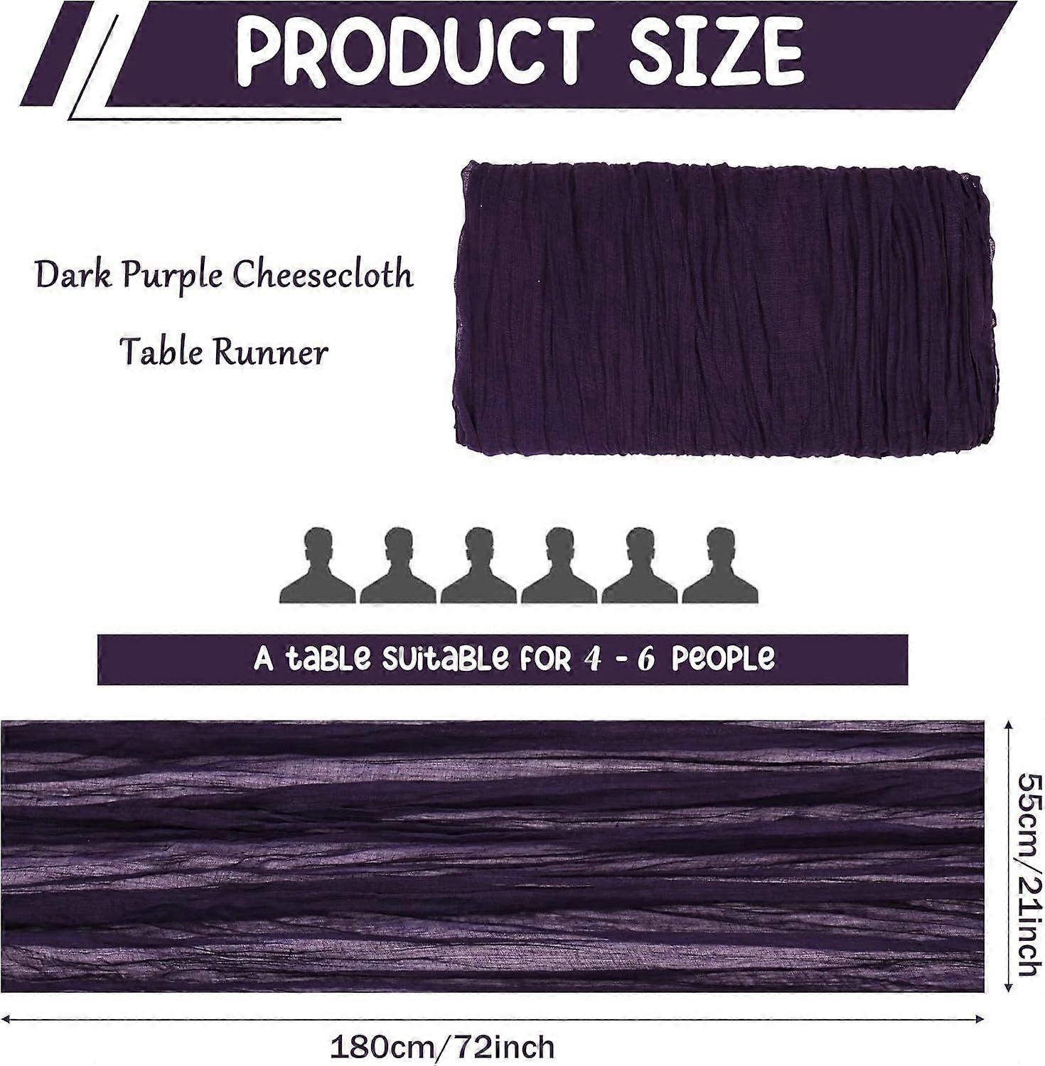 10 Pack Dark Purple Cheesecloth Table Runner 6FT Boho Gauze Fabric Table Runner