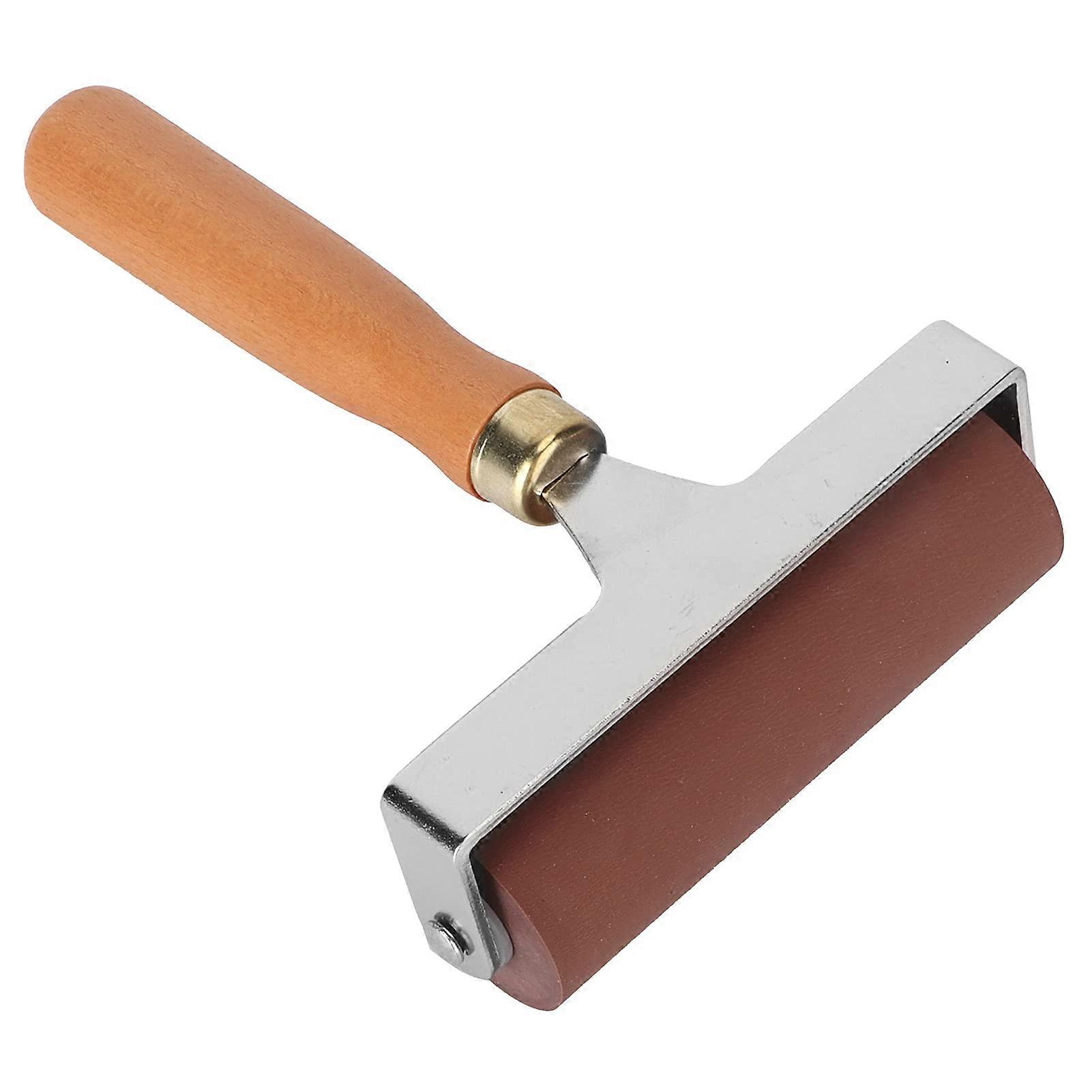 10cm Rubber Brayer for Printmaking, Even Ink Coverage, Ergonomic Grip Handle, Easy Soap Cleaning
