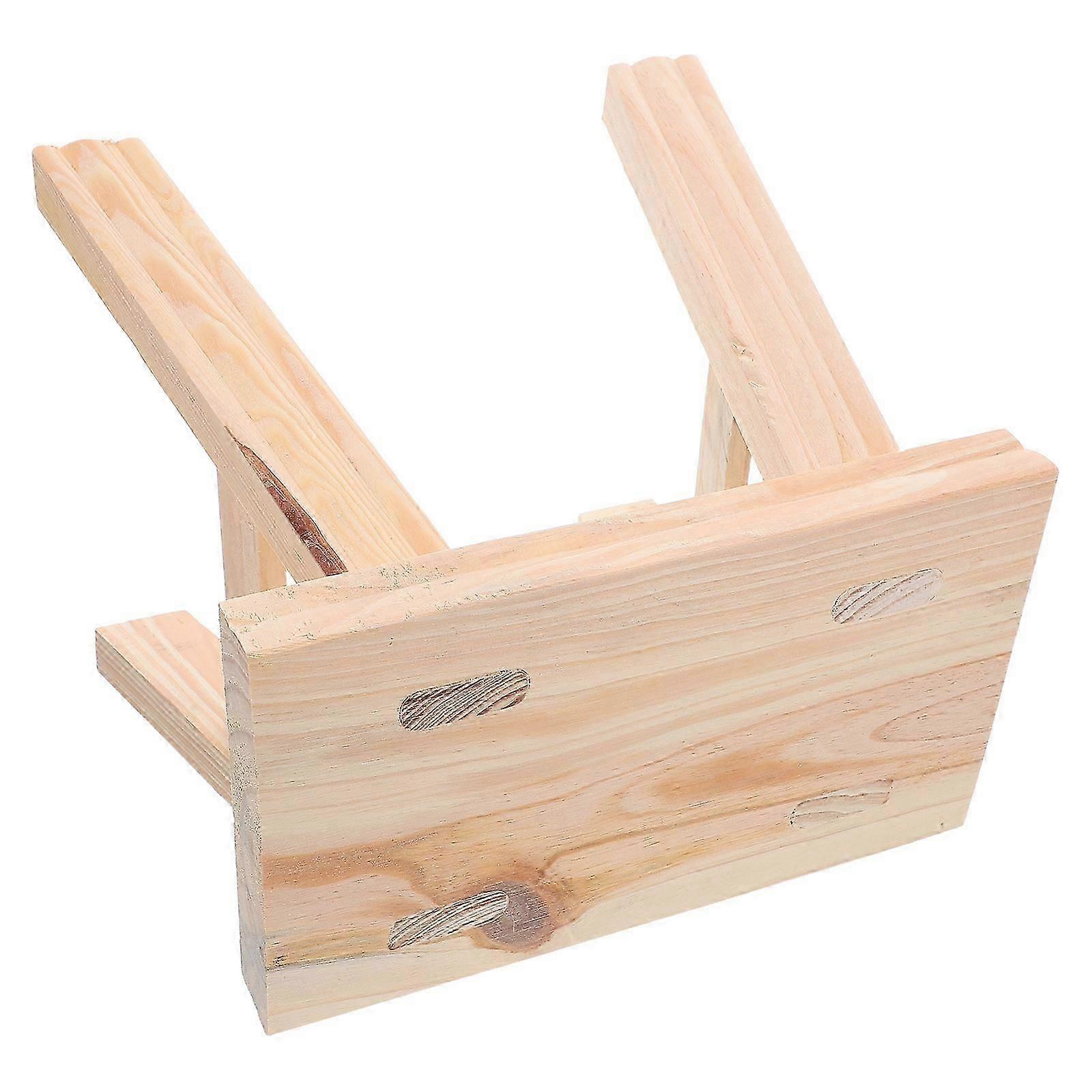 Solid Wood Kids Stool for Bathroom Step Stool One Stair Beige Footrest