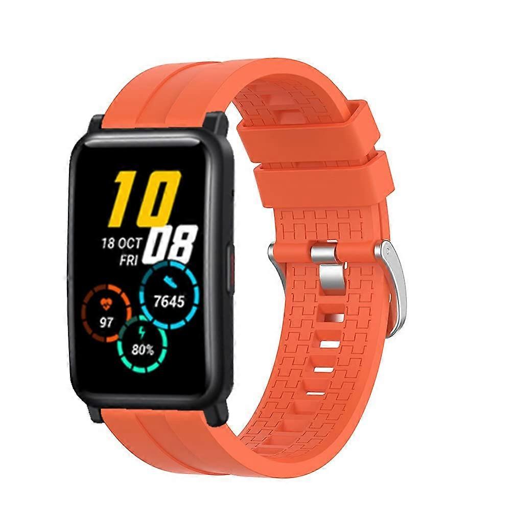Strap for Honor Watch ES Adjustable Silicone Replacement Band with Secure Stainless Buckle Orange
