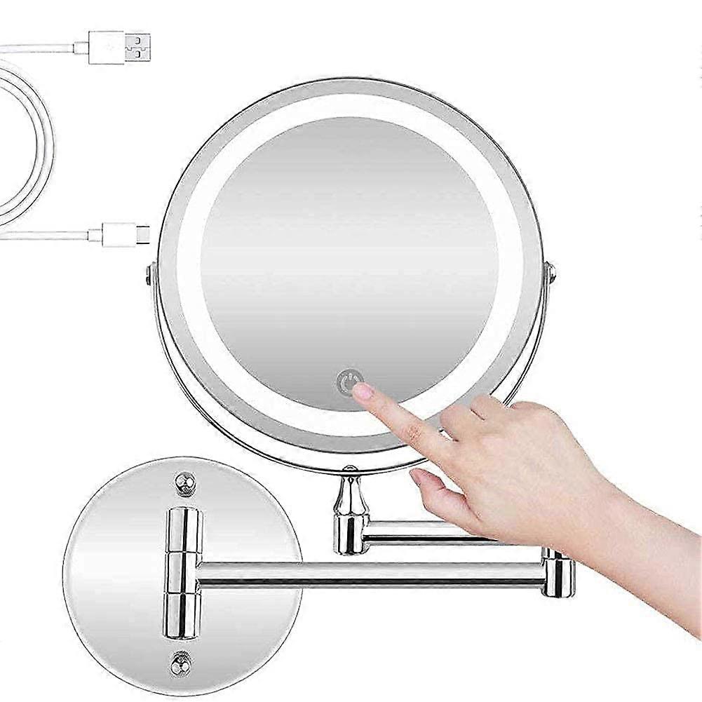 Wall Mounted Makeup Mirror with Lights, 10X Magnification, Double Sided Swivel Bathroom Mirror