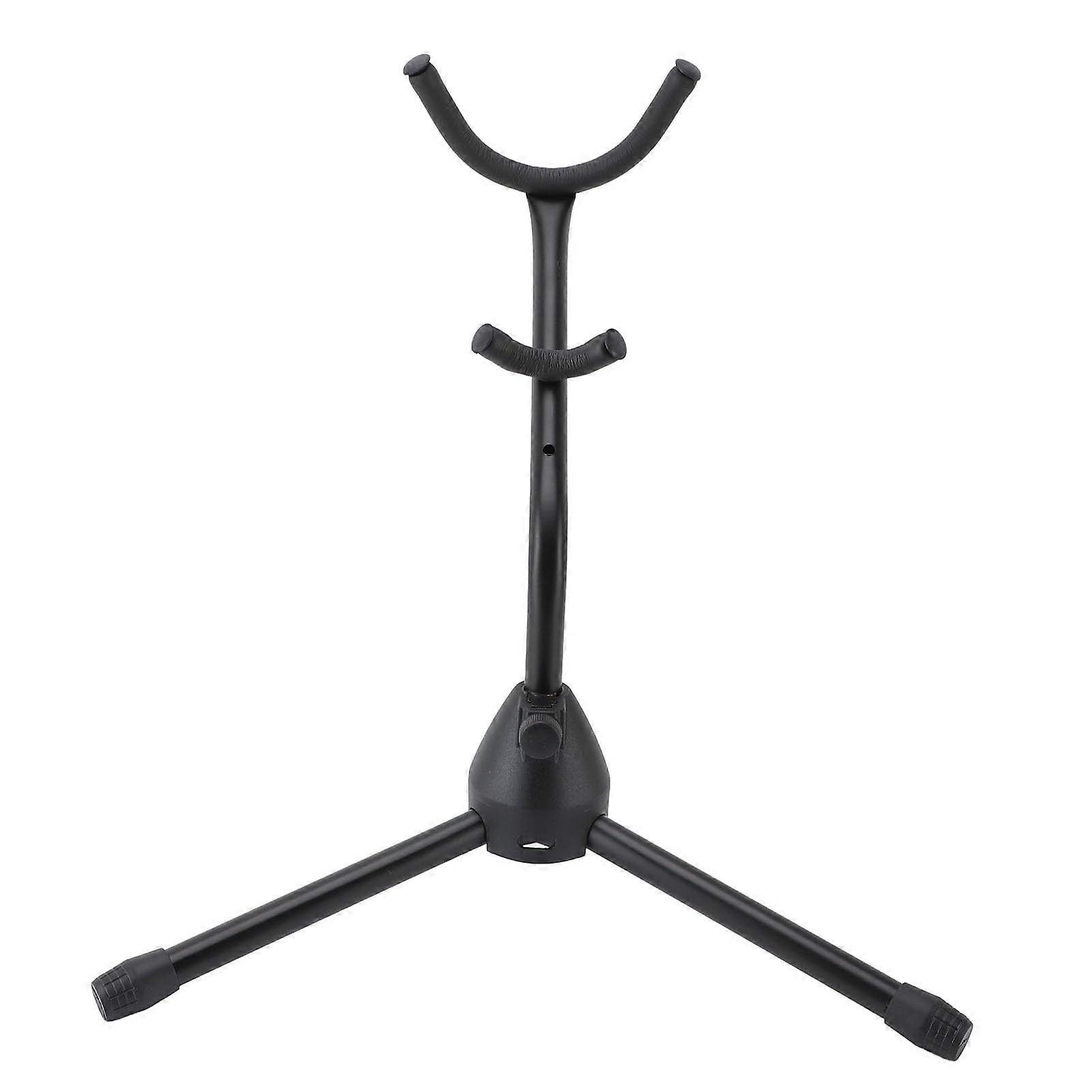 Adjustable Folding Saxophone Stand with Secure Padded Holders for Alto and Tenor