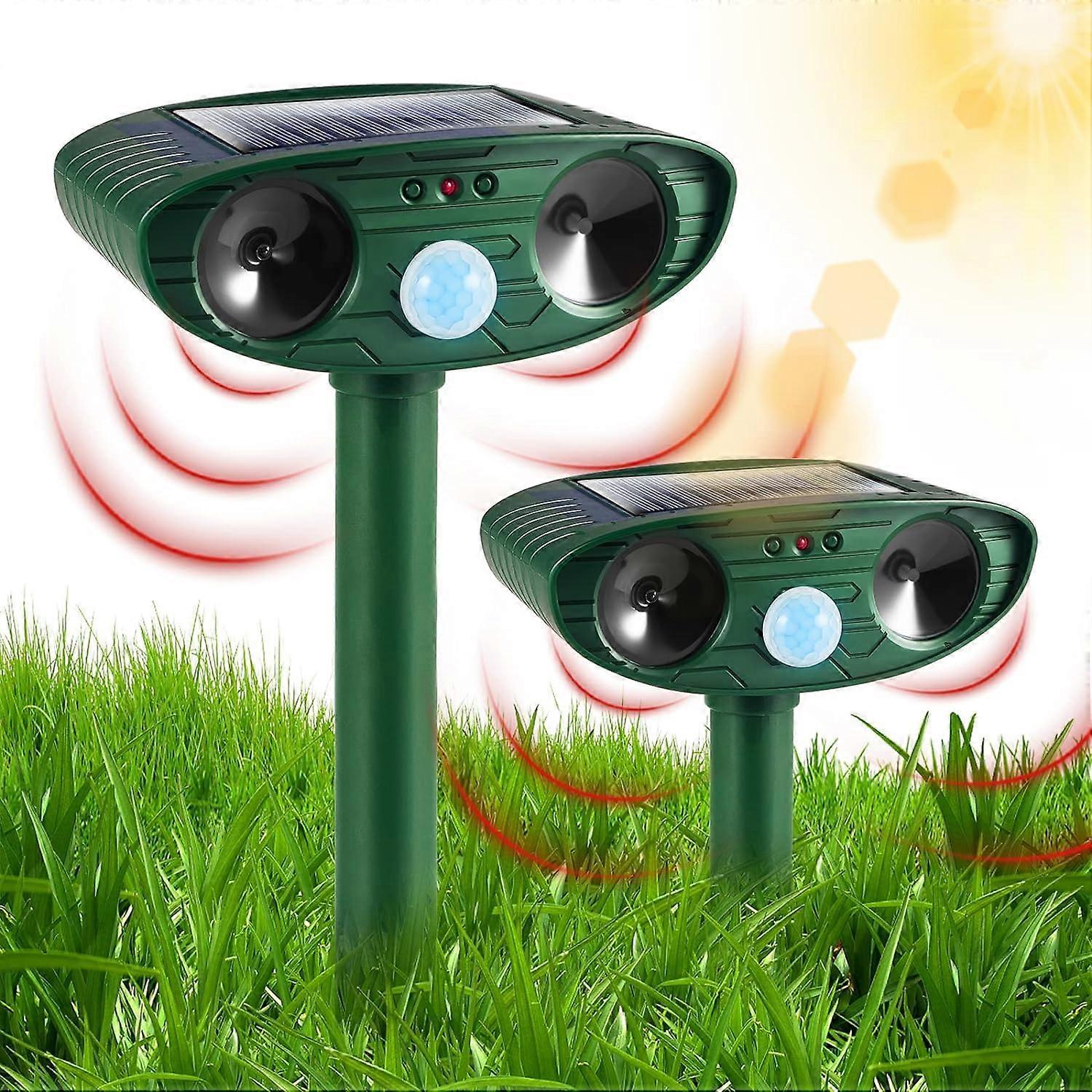 Solar Animal Repeller with Motion Sensor, Ultrasonic Waterproof Garden Deterrent Device (2)