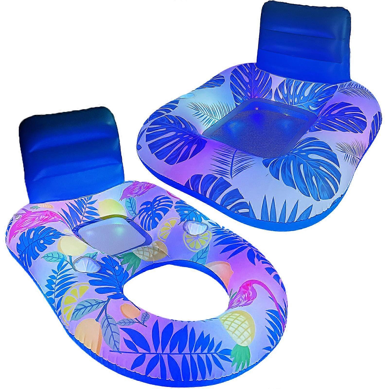 Inflatable Pool Float with BuiltIn LED Lights for Adults Night Swimming Lounger