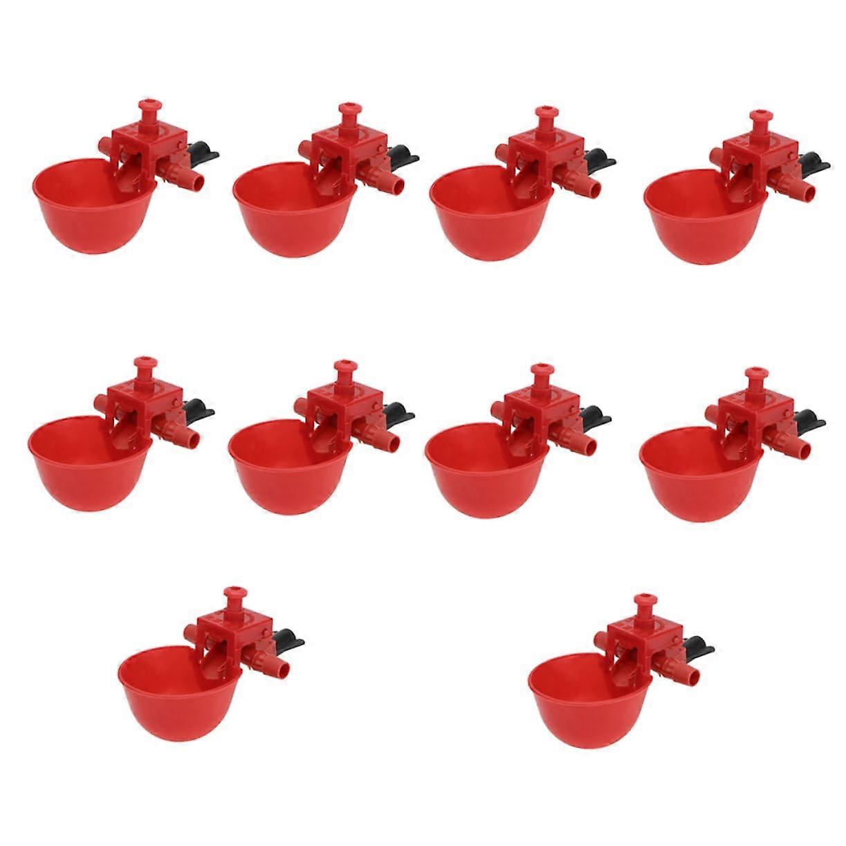 30pcs Automatic Chicken Waterer Set, Durable Red Plastic Poultry Drinking Bowls for Coop Farm Use