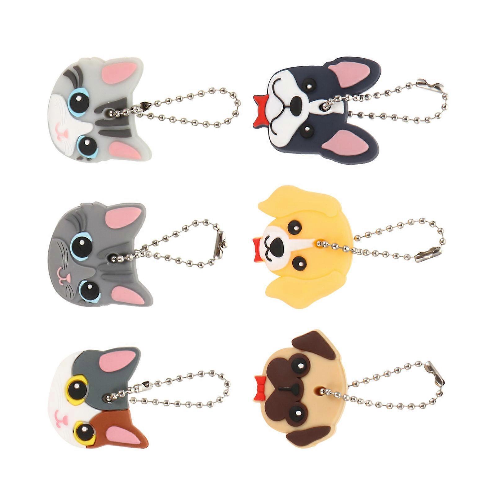 Cartoon Key Covers Keychain Protective Covers for House Keys 6Pcs Assorted Colors
