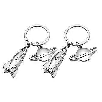 2Pcs Key Ring Zinc Alloy Planet Elements Key Ornament Key Pendant for Decoration