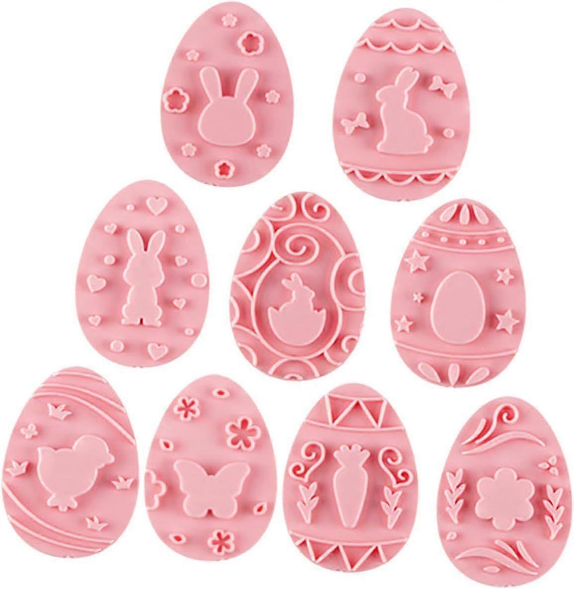 9pcs Easter Cookie Stamps and Press Molds Set 3d Embossed