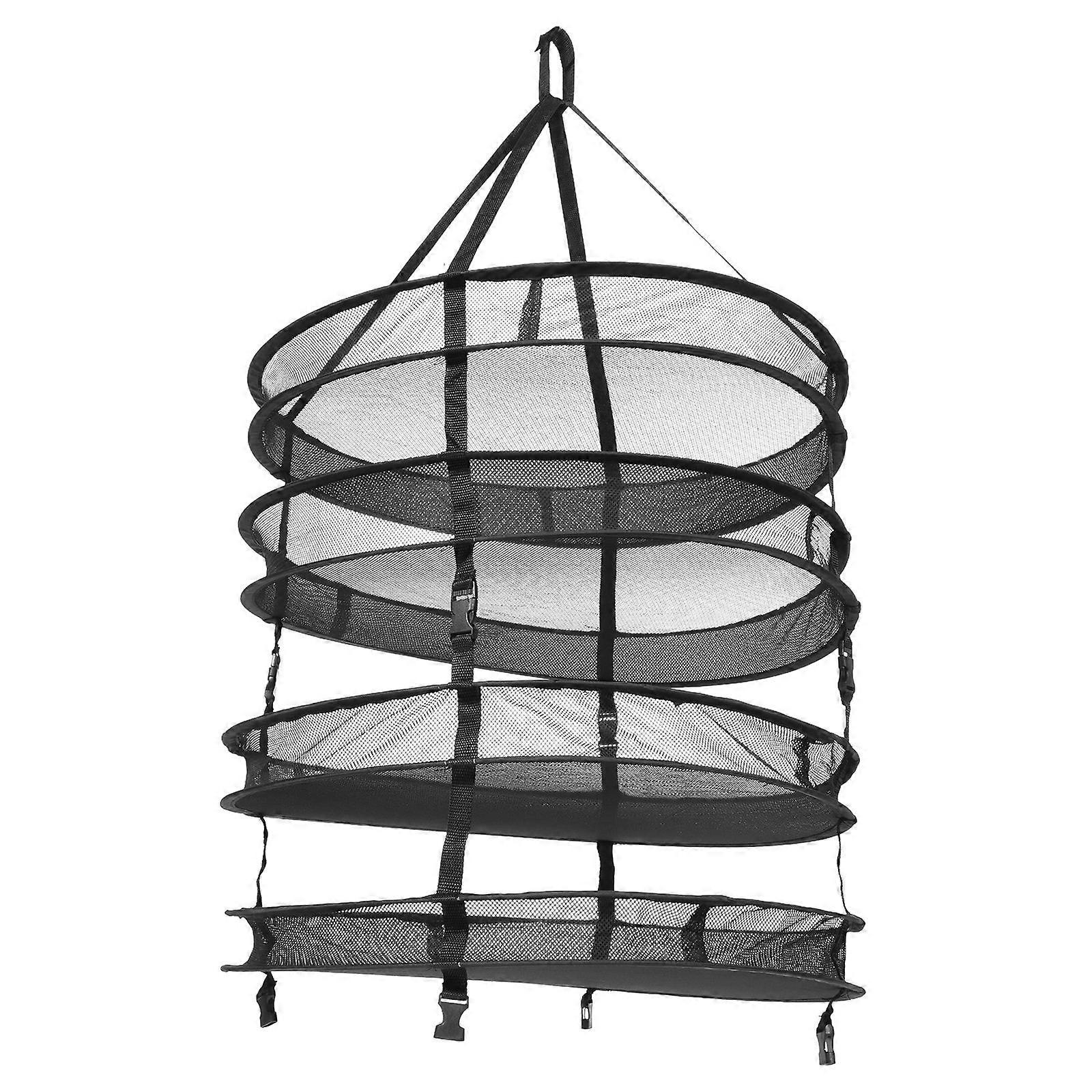 Foldable Round Drying Net Black Drying Net for Storage 1Set