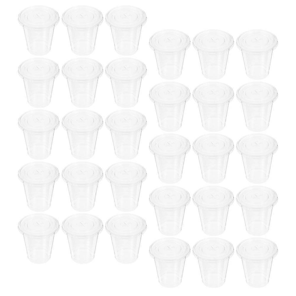 Transparent Clear Cups with Lids for Smoothie Drinking 100Pcs Set