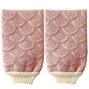 Exfoliating Mitten Back Rub Gloves for Shower 2Pcs Pink Shower Bath Gloves