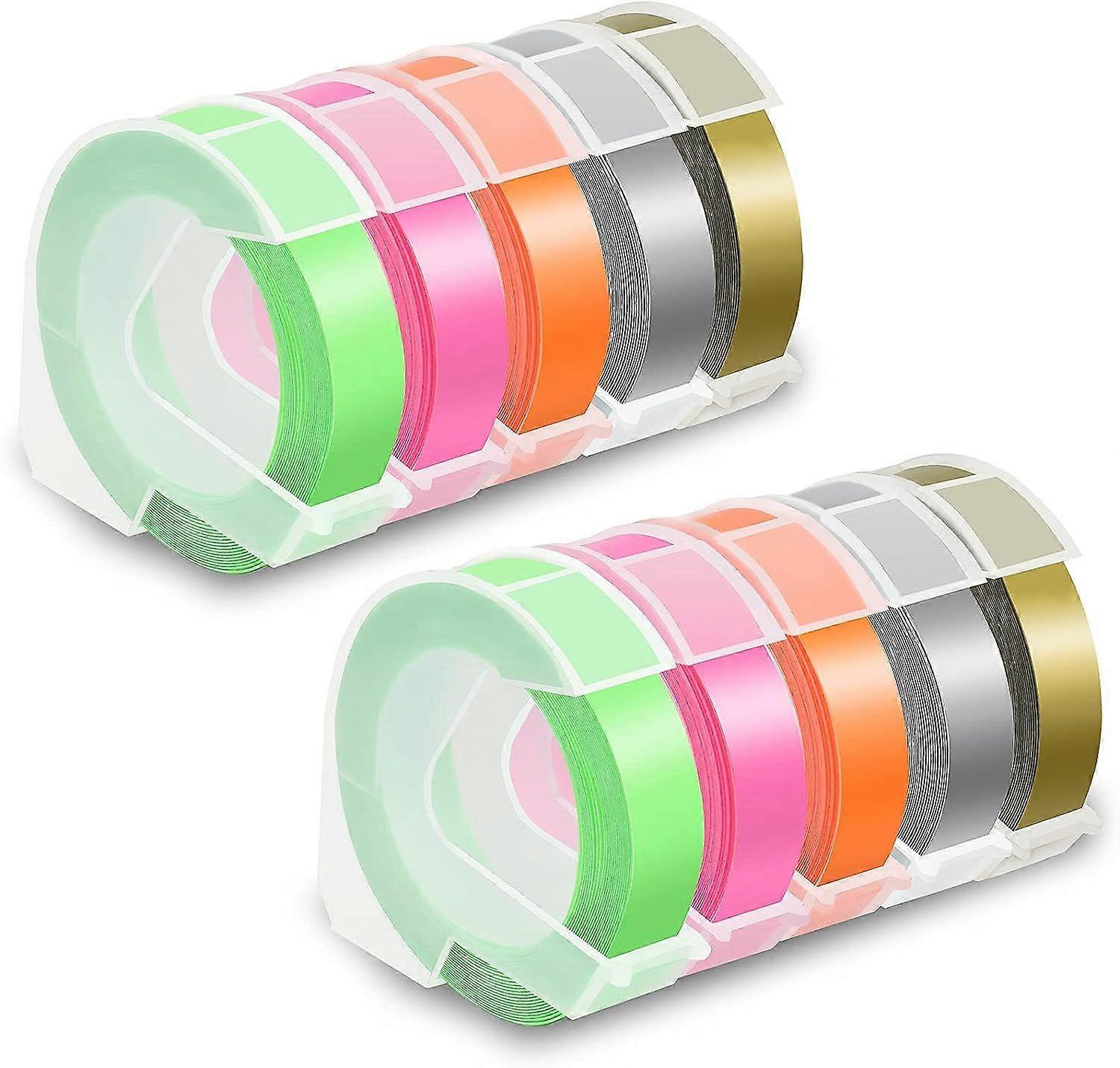 Replacement 3D Plastic 9Mm Embossing Tapes 3/8'' X 9.8' Compatible For Embossing Label Maker, 10-Pack
