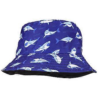 Marineblauer Sonnenschutzhut mit Cartoon-Hai-Fischerhut, Fischerhut, Bucket Cap für den Sommer