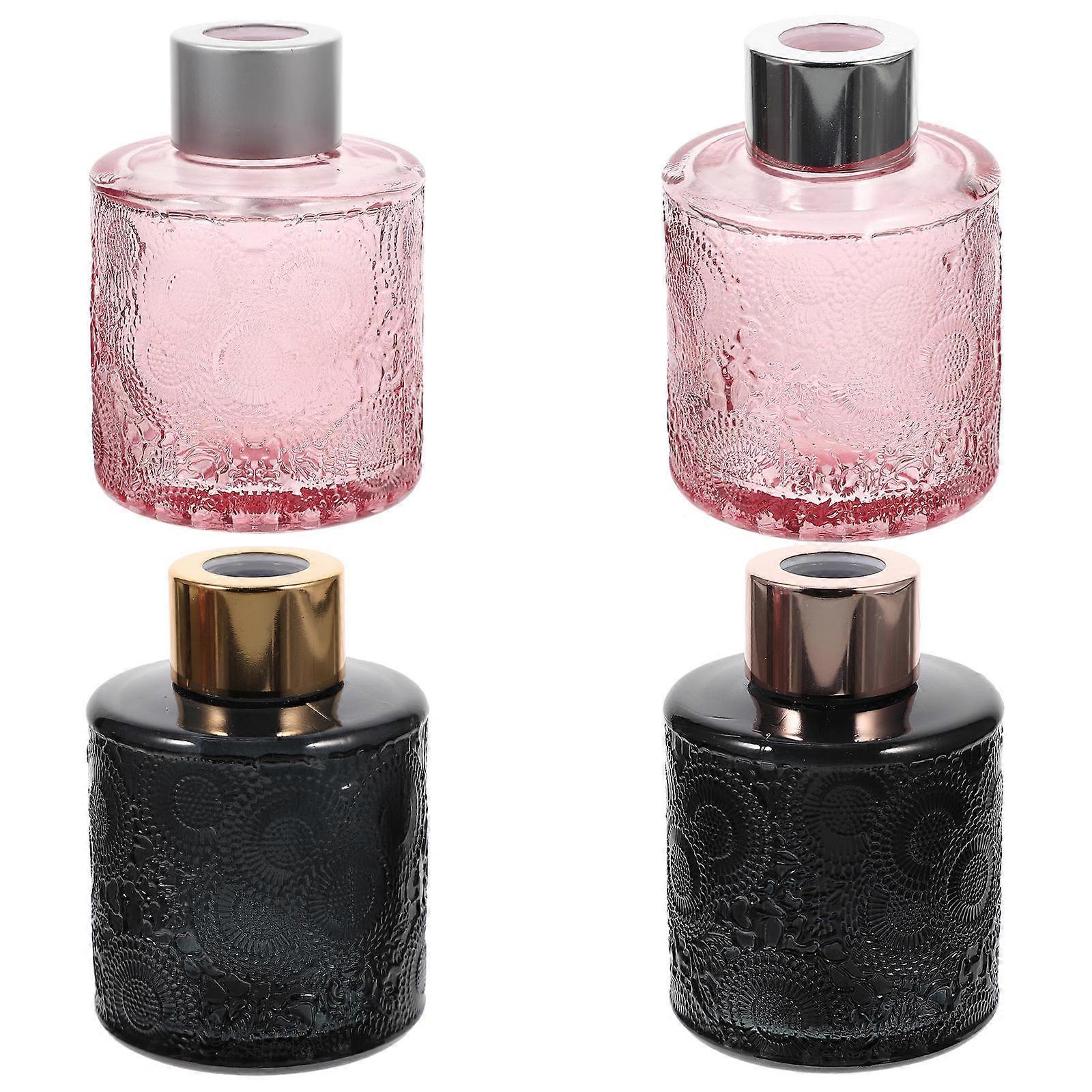 Perfume Bottle Glass Embossed Diffuser Containers for Storage 8Pcs