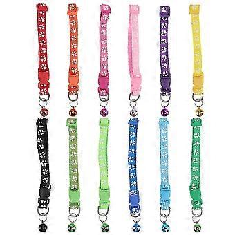 12pcs Dog Puppy Footprint Printed Pet Collar Bell, Assorted Different Colors