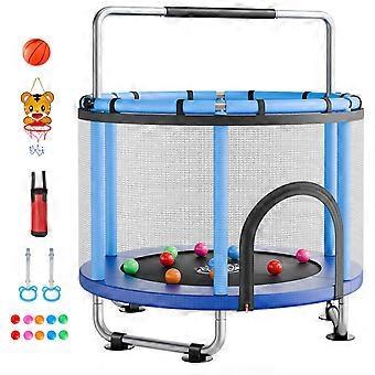 55" Trampoline for Kids, 4.6 FT, 132 lbs Indoor Outdoor Play Toys with Enclosure Net and Adjustable Gymnastics Bar