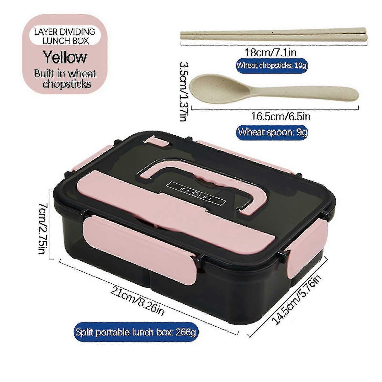 Rectangular Four-button Plastic Lunch Box Microwaveable Student Lunch Box Office Worker Portable Container with Tableware