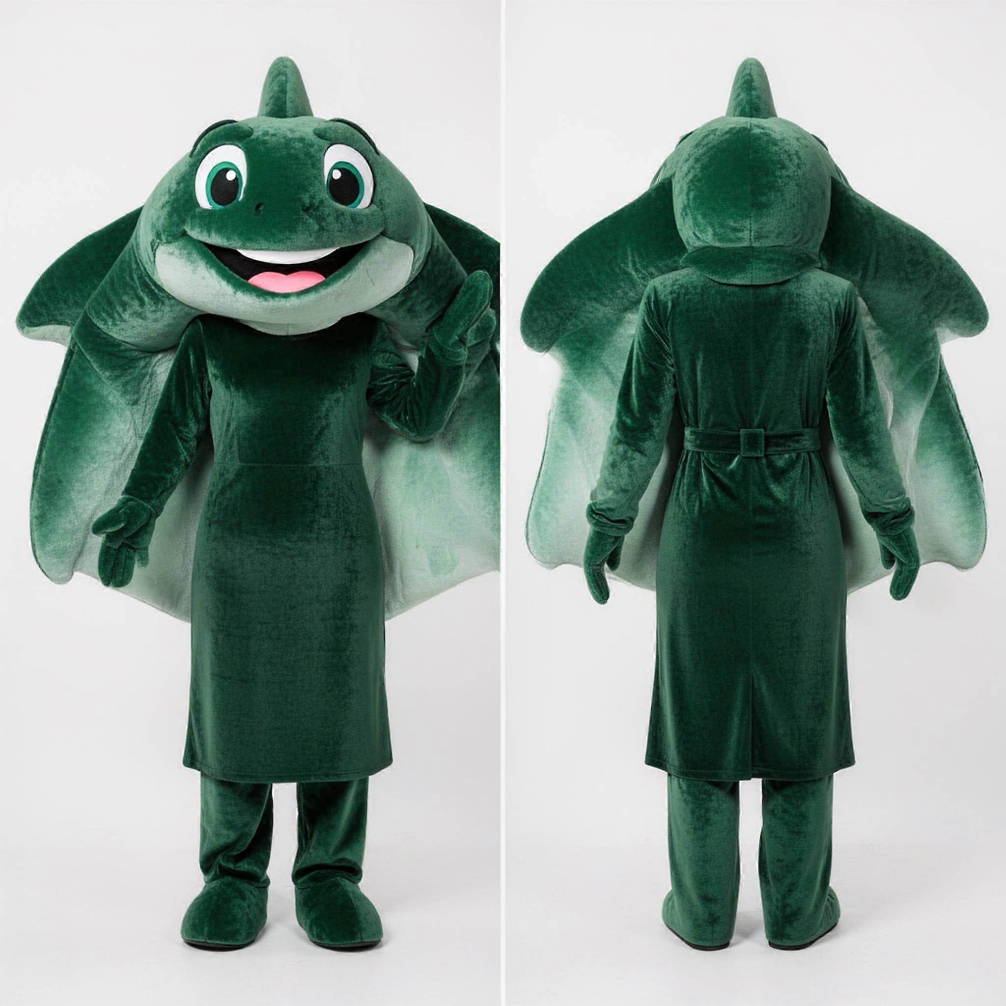 MASTICOT Forest Green Velvety Manta Ray Mascot