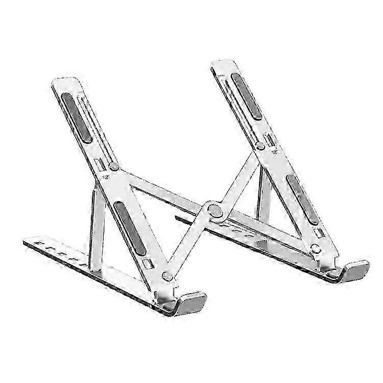 Adjustable Foldable Laptop Stand 6 Angles Anti-Slip Ventilated Riser Silver