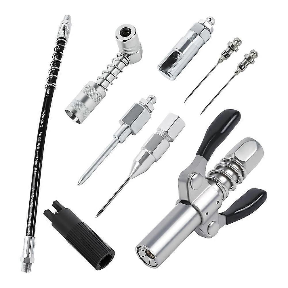 Grease Gun Coupler Kit,90 Degree Adapter Grease Neddle Dispenser,Grease Gun Hose,Grease Gun Needle Nozzle Tips