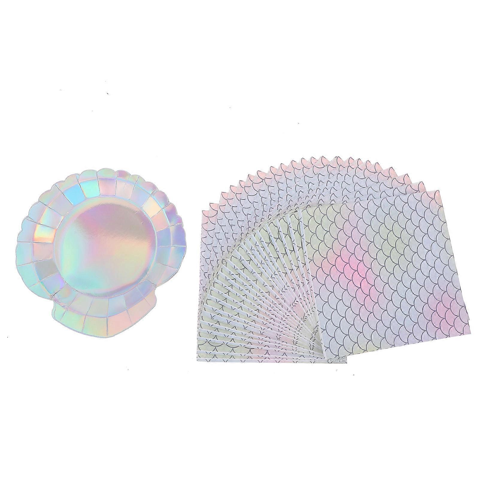 Seashell Plates Mermaid Party Plates Paper Tableware 1Set