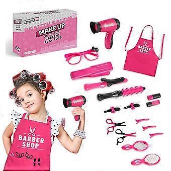 Kids Pretend Play House Hairdressing Toy Kit, Including Girl Jewelry Handbag and Barber Shop Combing Set, Educational Toy Gift for Boys and Girls