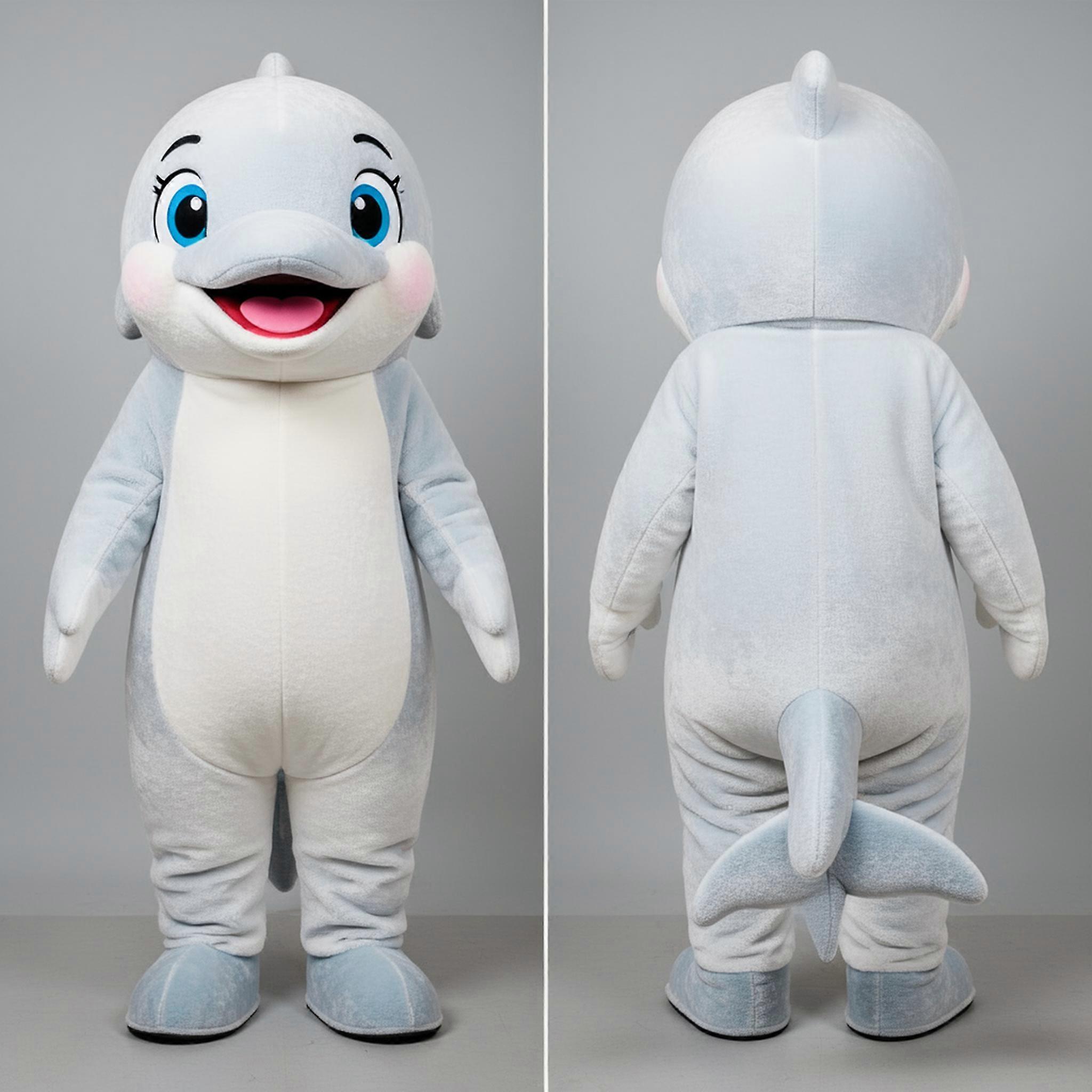 MASTICOT Ivory White Playful Dolphin Mascot