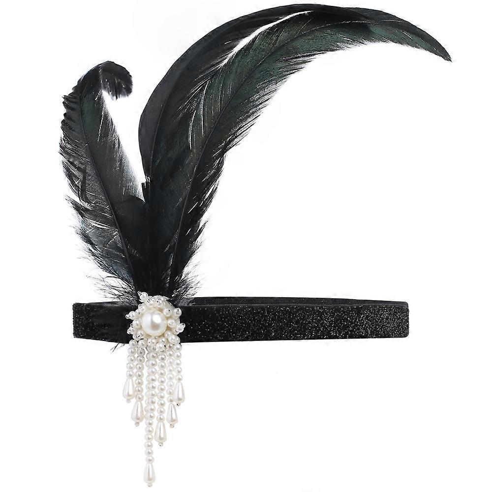 Elegant Vintage Flapper Feather Headpiece Rhinestone